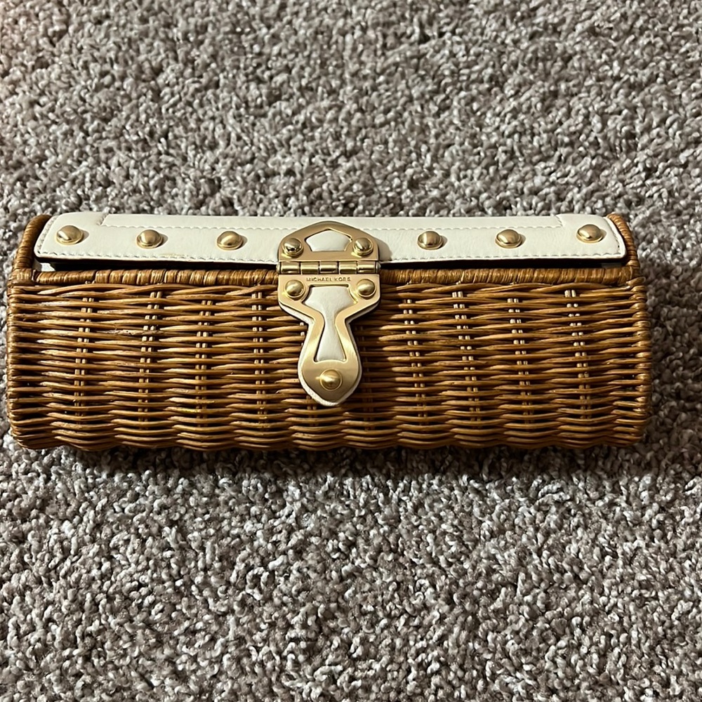 Michael Kors Leather and Straw Clutch Purse